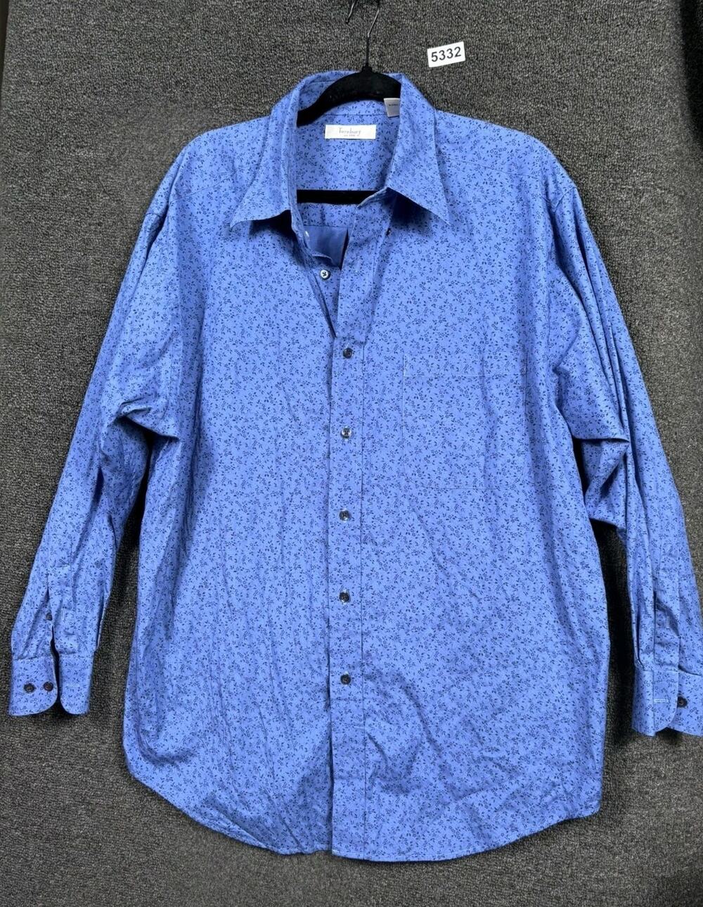 Turnbury Button Down Floral Casual Shirt Mens Size XL Blue Black Long Sleeves